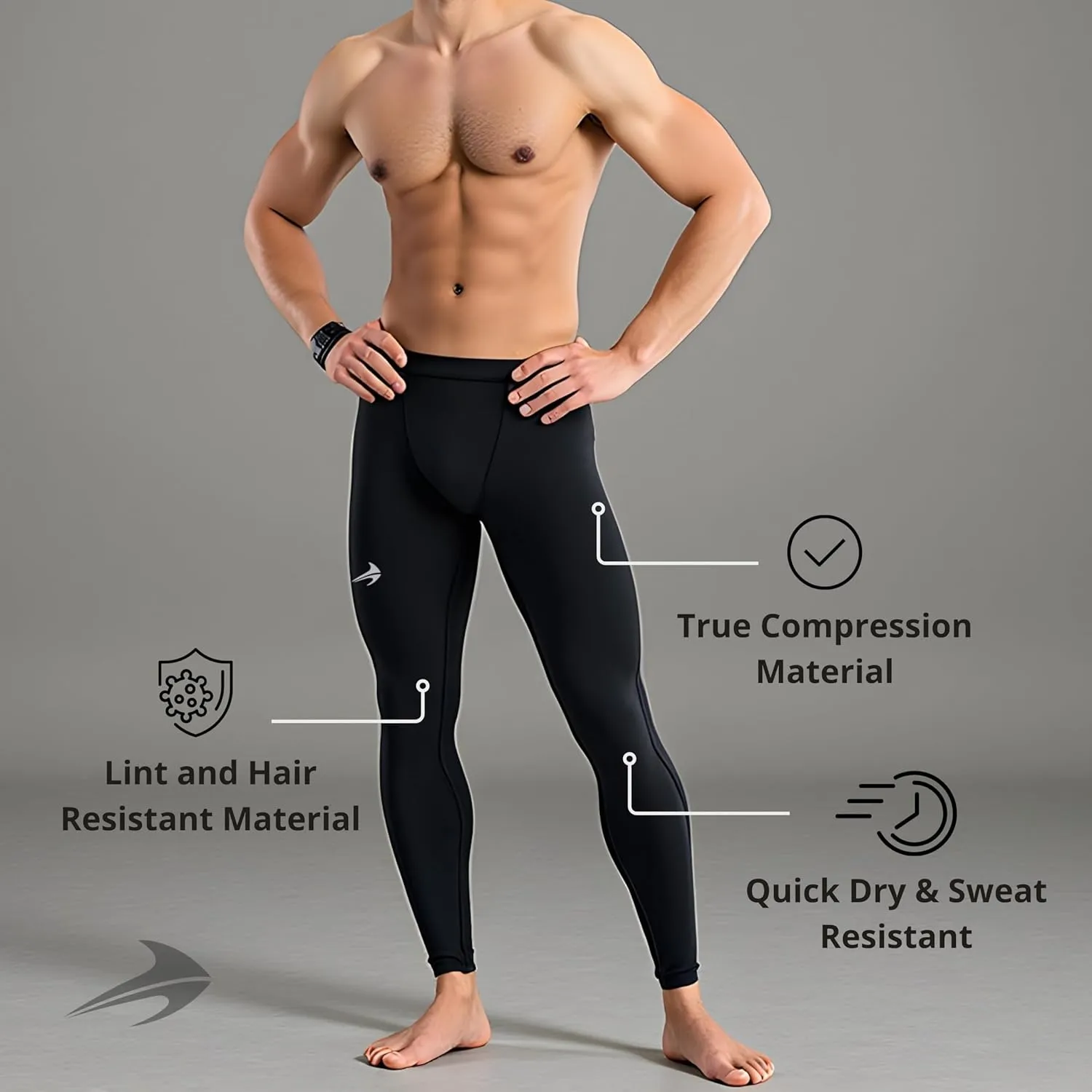 CompressionZ Men's Compression Pants for Workout, Sports|Base Layer Running Tights Leggings