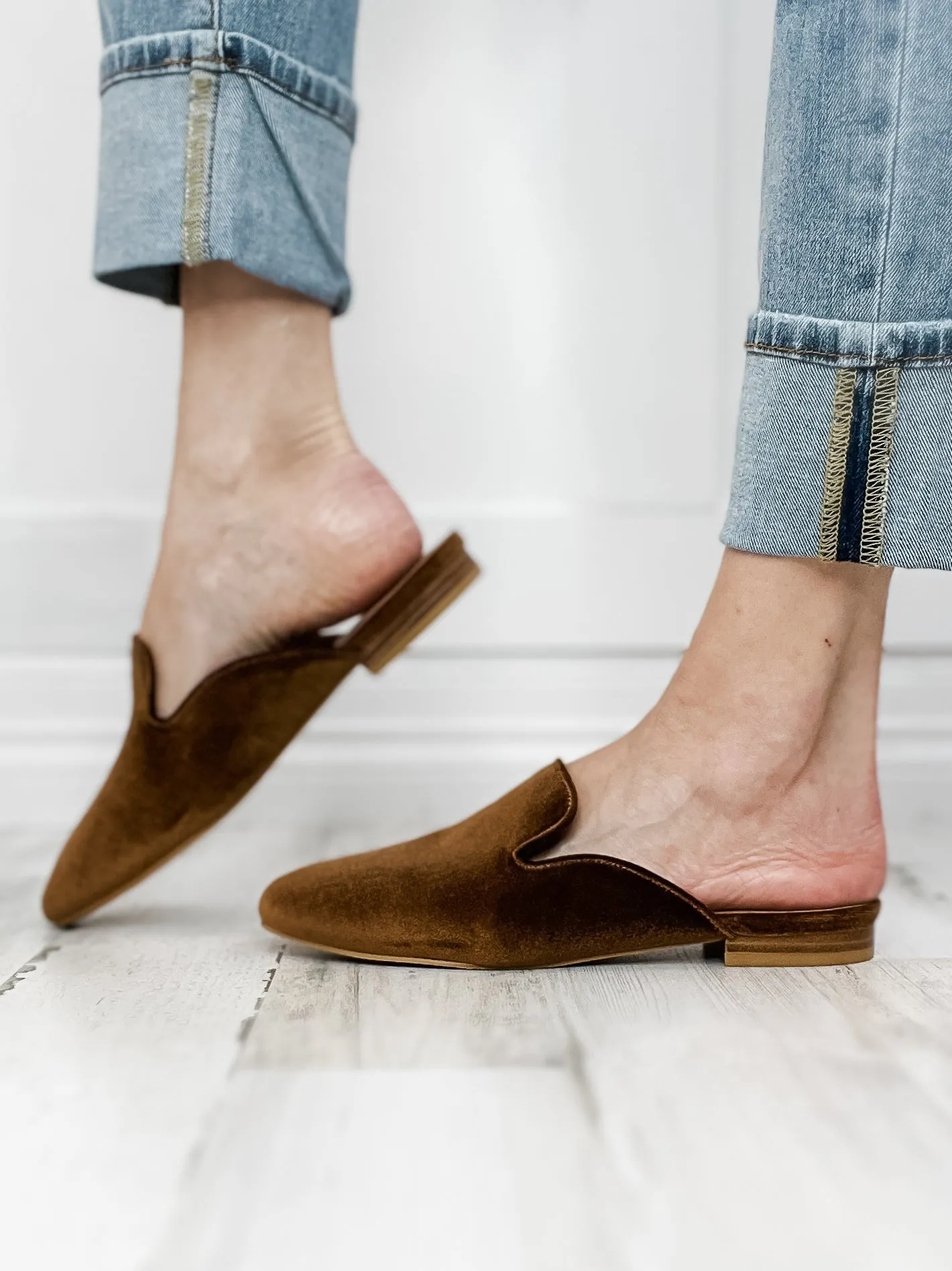Corkys Spotlight Slip On Mule Shoes in Cinnamon Velvet
