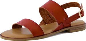 CUSHIONAIRE Lima Women’s Two-Strap Sandal – Faux Leather Flat with Adjustable Ankle Strap & Cushioned Footbed