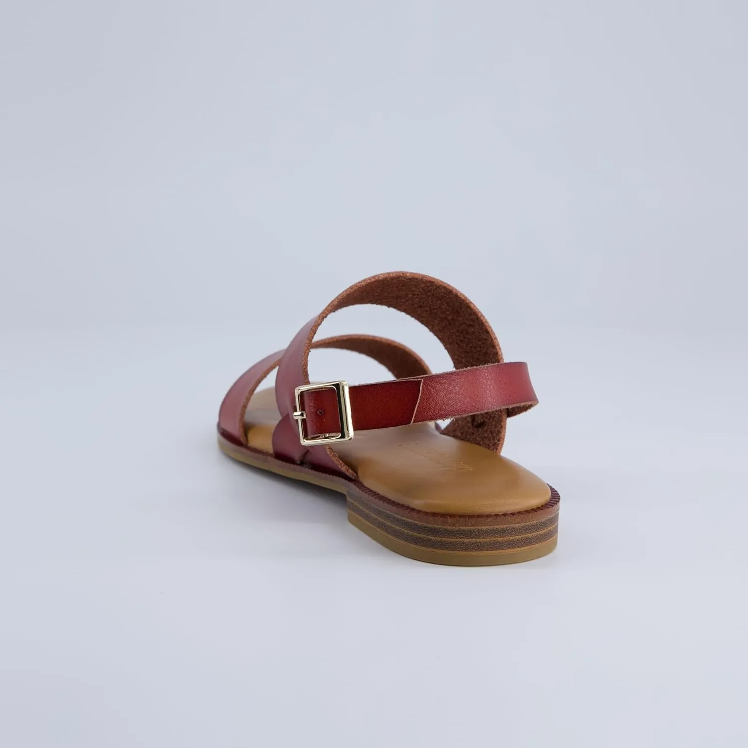 CUSHIONAIRE Lima Women’s Two-Strap Sandal – Faux Leather Flat with Adjustable Ankle Strap & Cushioned Footbed