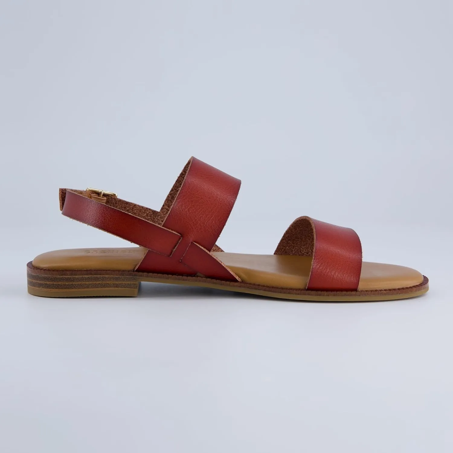 CUSHIONAIRE Lima Women’s Two-Strap Sandal – Faux Leather Flat with Adjustable Ankle Strap & Cushioned Footbed