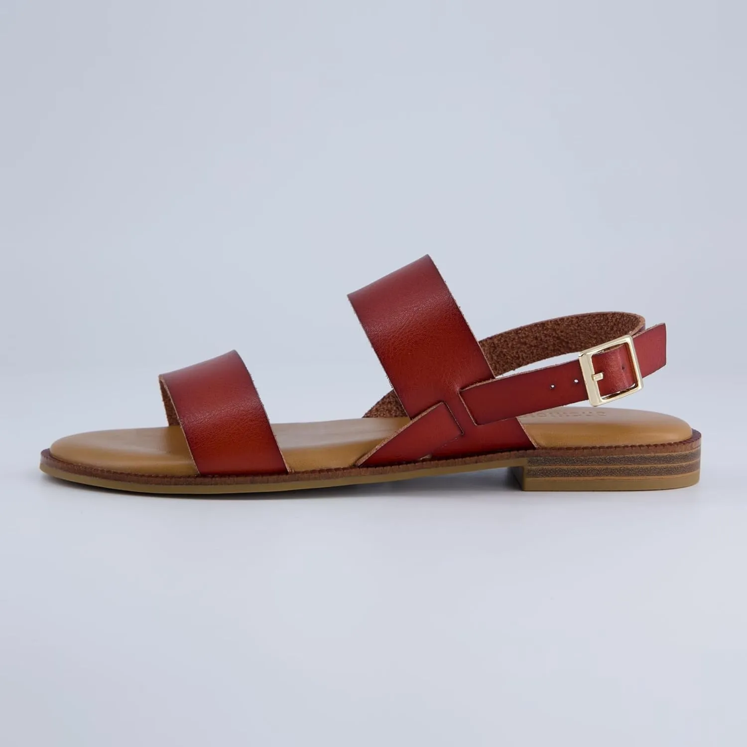 CUSHIONAIRE Lima Women’s Two-Strap Sandal – Faux Leather Flat with Adjustable Ankle Strap & Cushioned Footbed