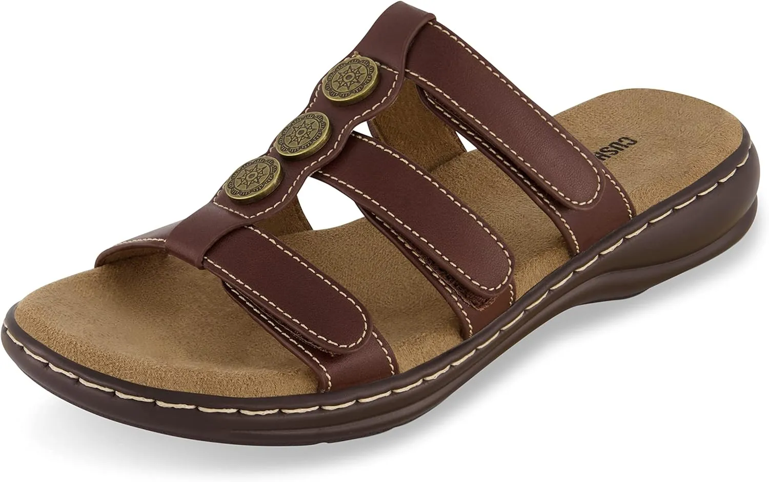 CUSHIONAIRE Women's Bowen Comfort Footbed Sandal with Adjustable Straps and  Comfort
