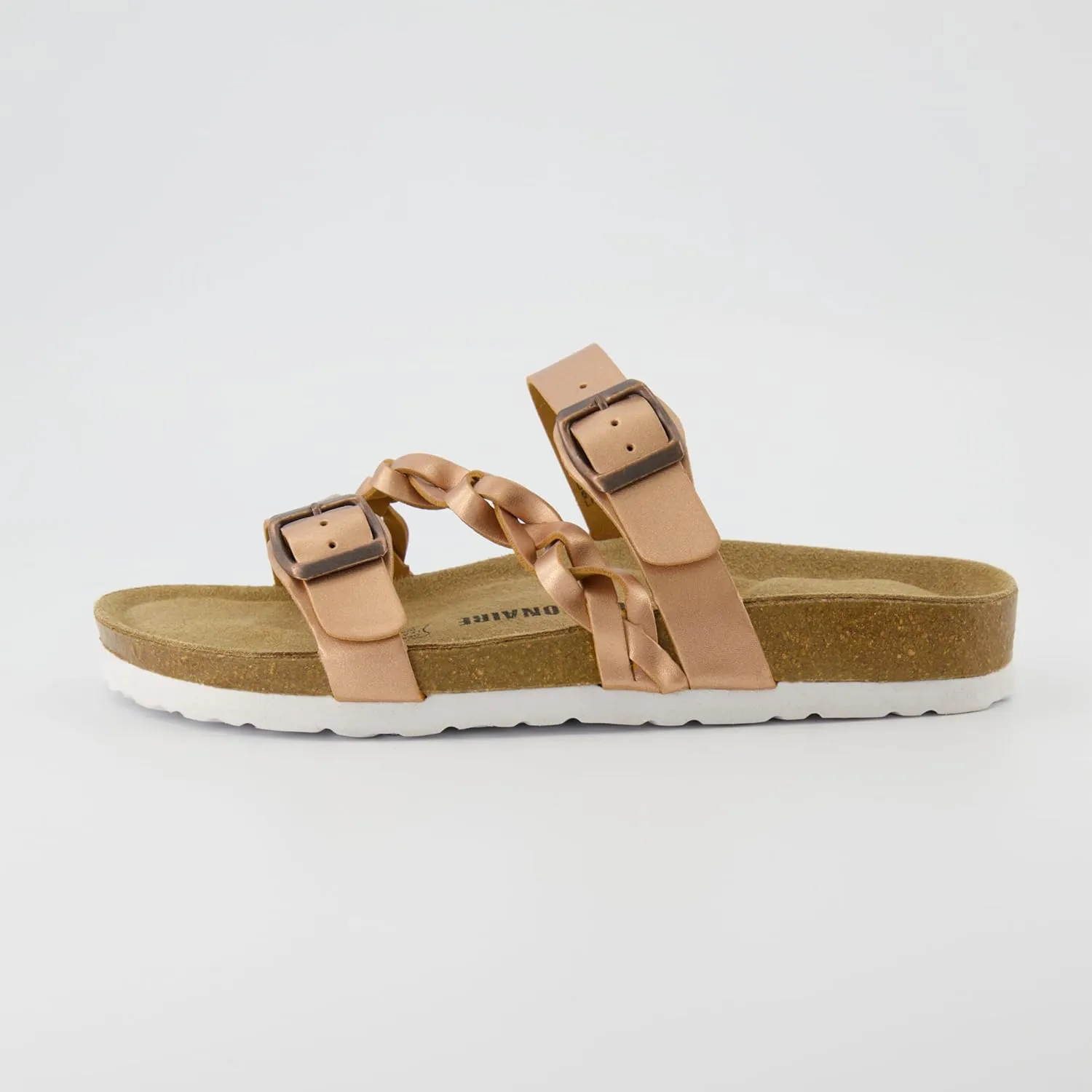 CUSHIONAIRE Women's Lizzy Cork Footbed Sandal - Comfortable, Adjustable Straps, Arch Support, Wide Widths Available, Boho Chic Summer Slides