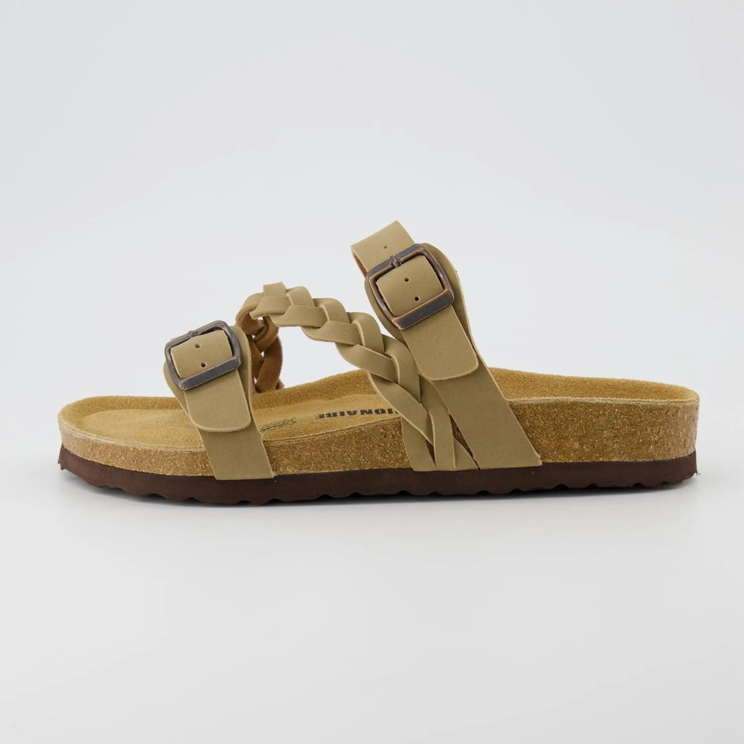 CUSHIONAIRE Women's Lizzy Cork Footbed Sandal - Comfortable, Adjustable Straps, Arch Support, Wide Widths Available, Boho Chic Summer Slides