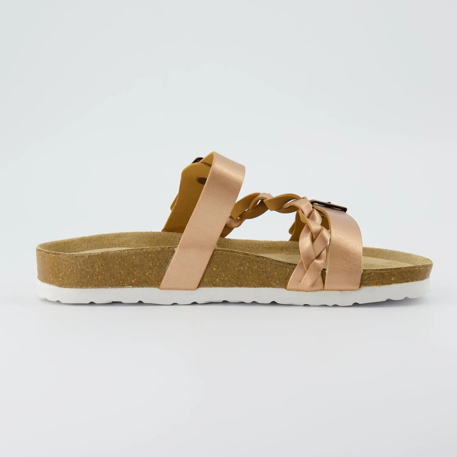 CUSHIONAIRE Women's Lizzy Cork Footbed Sandal - Comfortable, Adjustable Straps, Arch Support, Wide Widths Available, Boho Chic Summer Slides