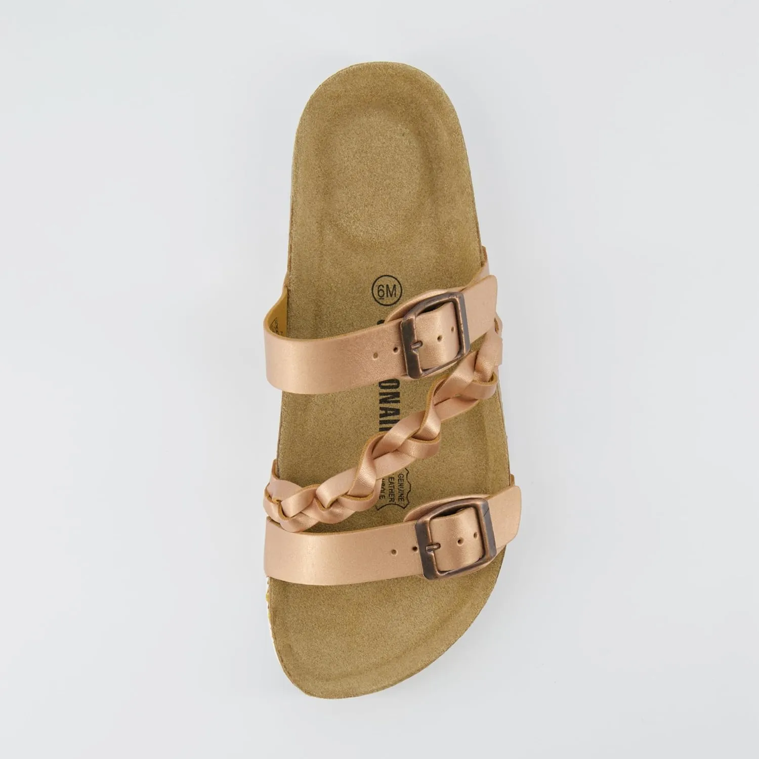 CUSHIONAIRE Women's Lizzy Cork Footbed Sandal - Comfortable, Adjustable Straps, Arch Support, Wide Widths Available, Boho Chic Summer Slides