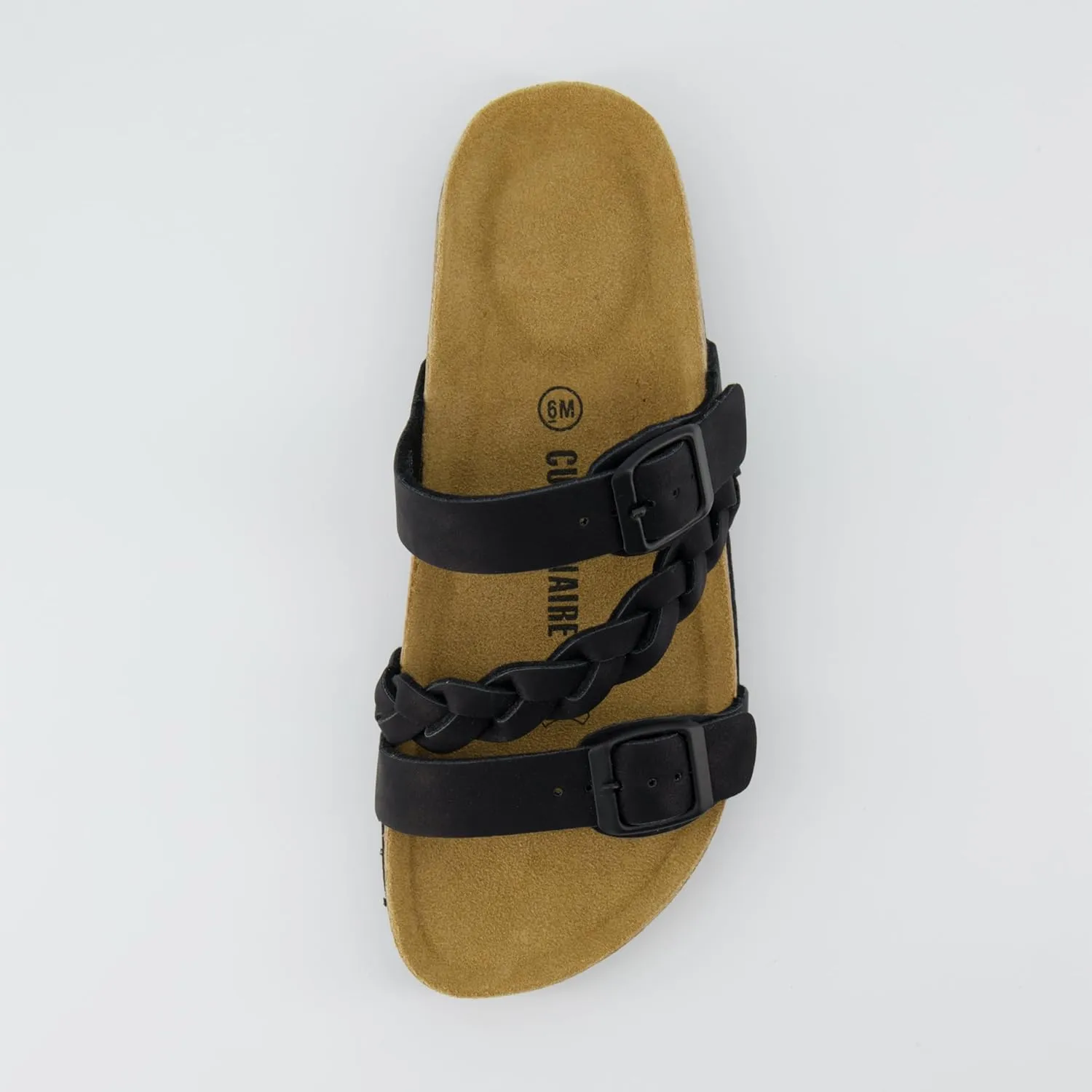 CUSHIONAIRE Women's Lizzy Cork Footbed Sandal - Comfortable, Adjustable Straps, Arch Support, Wide Widths Available, Boho Chic Summer Slides