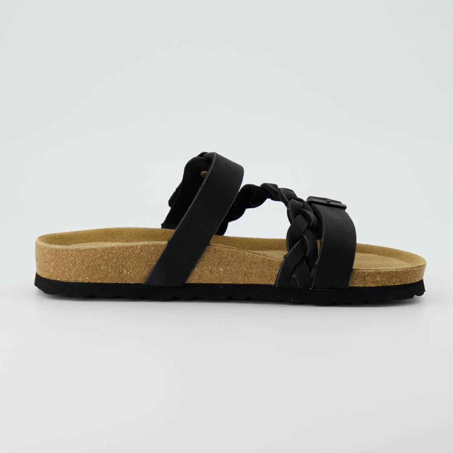 CUSHIONAIRE Women's Lizzy Cork Footbed Sandal - Comfortable, Adjustable Straps, Arch Support, Wide Widths Available, Boho Chic Summer Slides