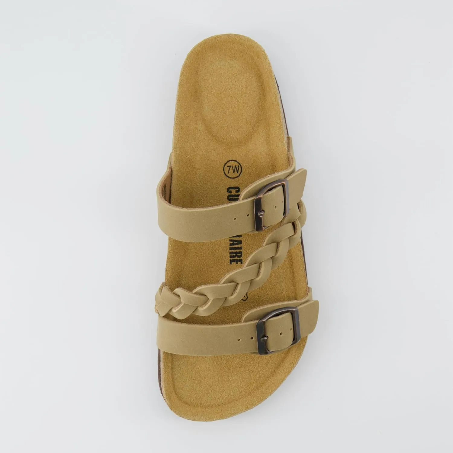 CUSHIONAIRE Women's Lizzy Cork Footbed Sandal - Comfortable, Adjustable Straps, Arch Support, Wide Widths Available, Boho Chic Summer Slides