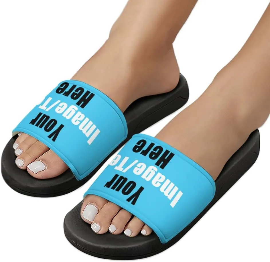 Custom Slides Sandals Personalized Add Your Name Photo Design Sandals Fashion Beach Sandals Comfort Bathroom Shower Shoes Non Slip Indoor Outdoor Water Sandals for Women Men