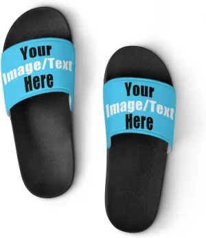 Custom Slides Sandals Personalized Add Your Name Photo Design Sandals Fashion Beach Sandals Comfort Bathroom Shower Shoes Non Slip Indoor Outdoor Water Sandals for Women Men