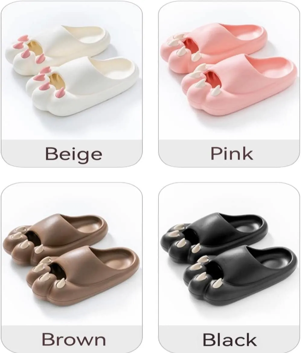 Cute Animal Paws Cloud Slides for Women and Men Thick Sole Pillow Slippers Cushion Soft Platform Non-Slip Quick Drying Open Toe Home House Bathroom Bedroom Slides Lightweight Indoor EVA Sandals