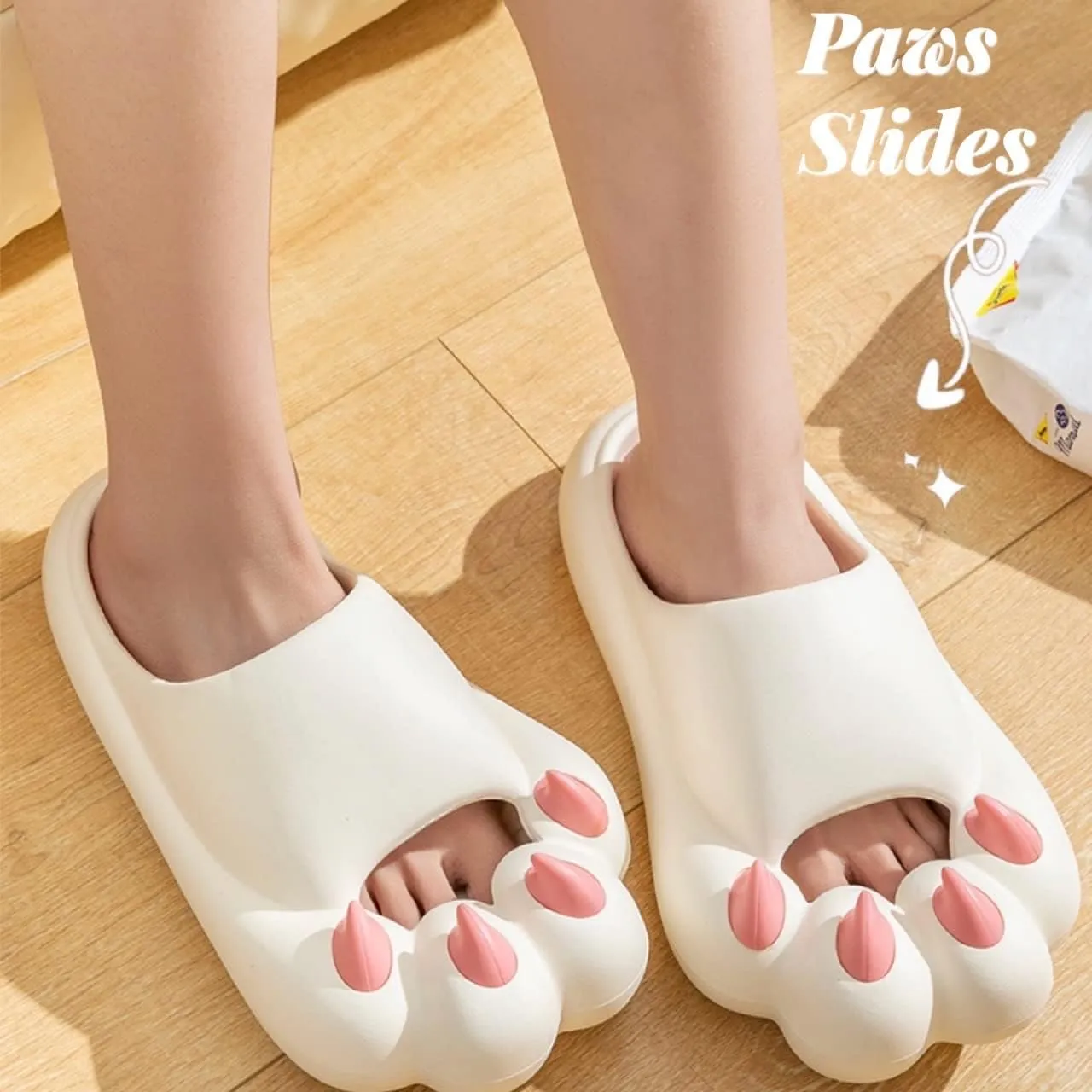 Cute Animal Paws Cloud Slides for Women and Men Thick Sole Pillow Slippers Cushion Soft Platform Non-Slip Quick Drying Open Toe Home House Bathroom Bedroom Slides Lightweight Indoor EVA Sandals