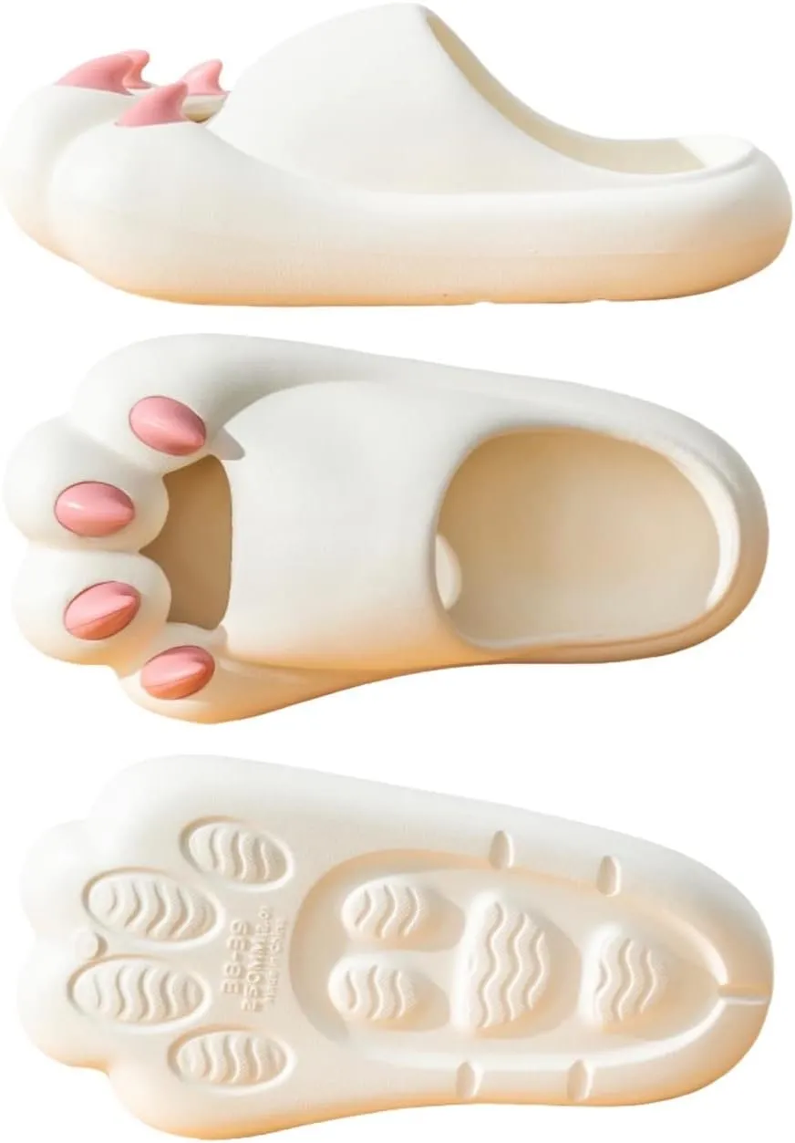 Cute Animal Paws Cloud Slides for Women and Men Thick Sole Pillow Slippers Cushion Soft Platform Non-Slip Quick Drying Open Toe Home House Bathroom Bedroom Slides Lightweight Indoor EVA Sandals