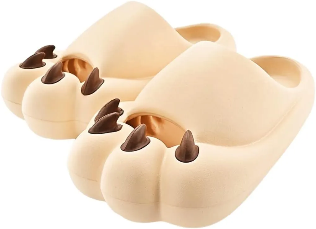Cute Animal Paws Cloud Slides for Women and Men Thick Sole Pillow Slippers Cushion Soft Platform Non-Slip Quick Drying Open Toe Home House Bathroom Bedroom Slides Lightweight Indoor EVA Sandals