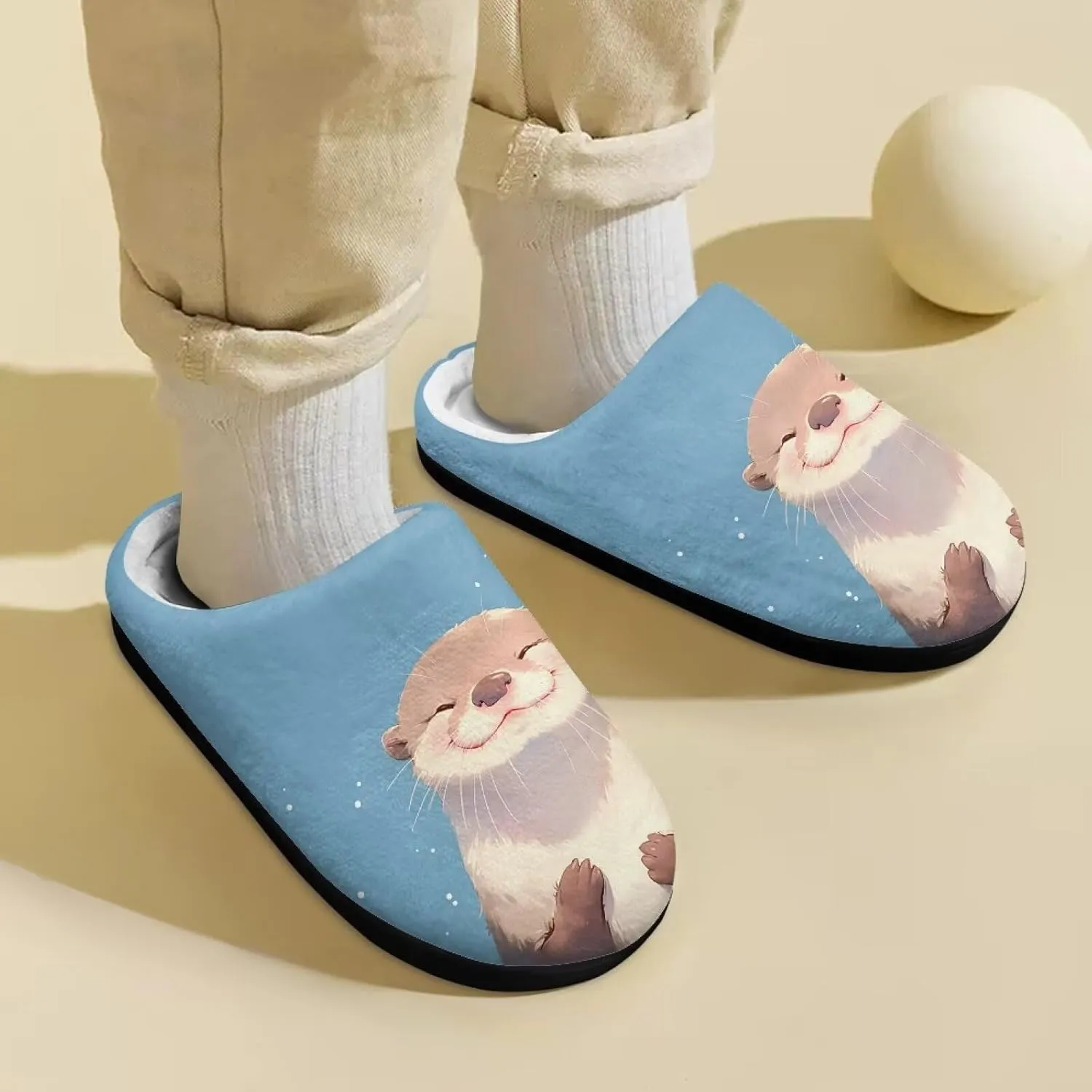 Cute Cartoon Animal Unisex-Child Winter Plush Slip On House Slippers for Boys Girls Warm Flannel Fuzzy Slippers Indoor Household Shoes US Size 9-15