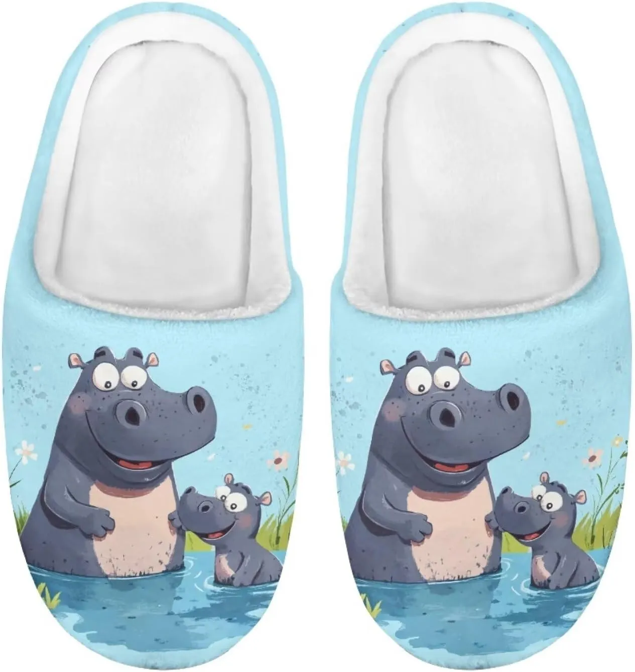 Cute Cartoon Animal Unisex-Child Winter Plush Slip On House Slippers for Boys Girls Warm Flannel Fuzzy Slippers Indoor Household Shoes US Size 9-15