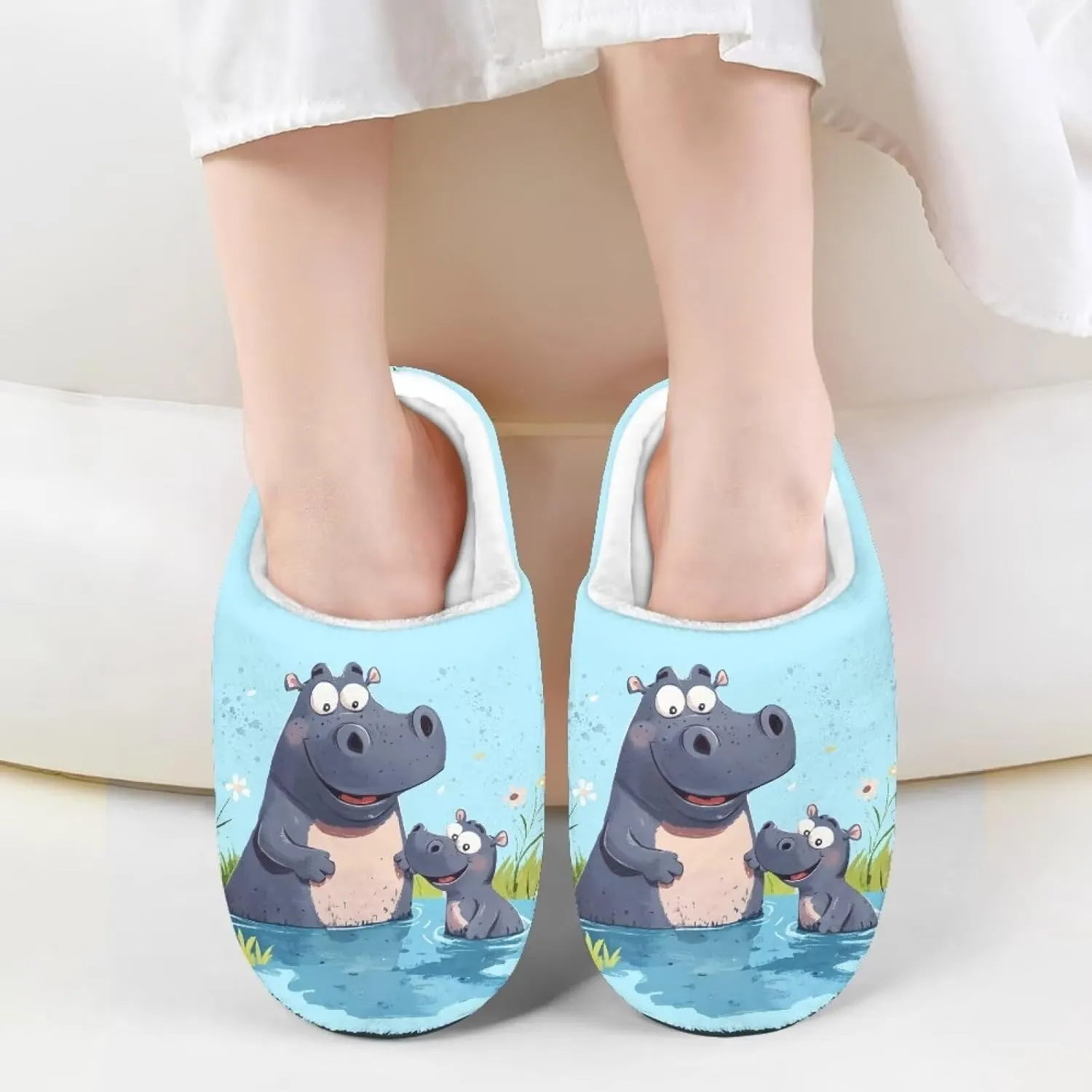 Cute Cartoon Animal Unisex-Child Winter Plush Slip On House Slippers for Boys Girls Warm Flannel Fuzzy Slippers Indoor Household Shoes US Size 9-15