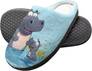 Cute Cartoon Animal Unisex-Child Winter Plush Slip On House Slippers for Boys Girls Warm Flannel Fuzzy Slippers Indoor Household Shoes US Size 9-15