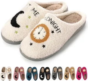 Cysincos House Slippers for Women and Men Unisex Cozy Warm Winter Plush Slides Slip-on Fuzzy Slippers Size 5.5-12.5