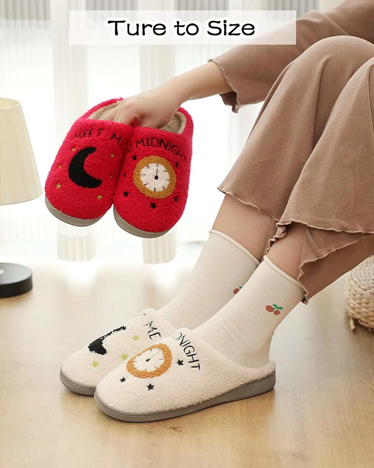 Cysincos House Slippers for Women and Men Unisex Cozy Warm Winter Plush Slides Slip-on Fuzzy Slippers Size 5.5-12.5