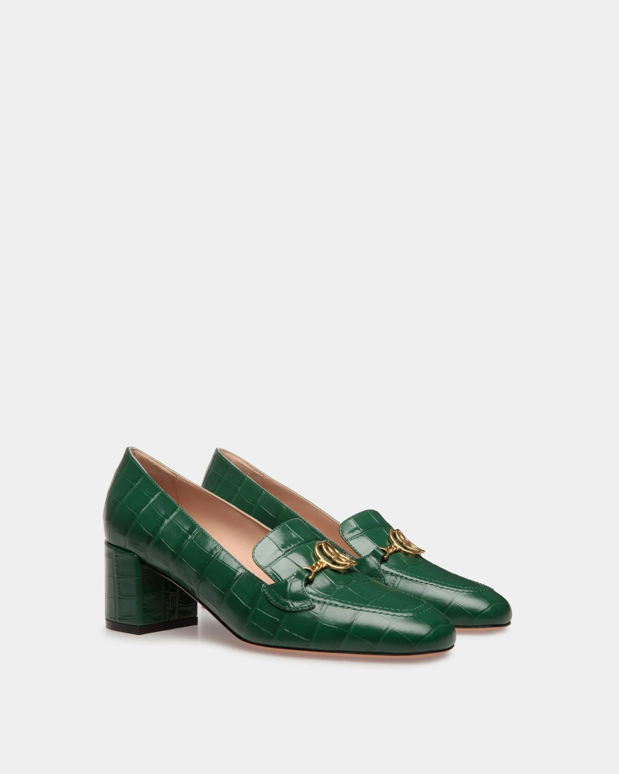 Daily Emblem Loafers In Kelly Green Leather