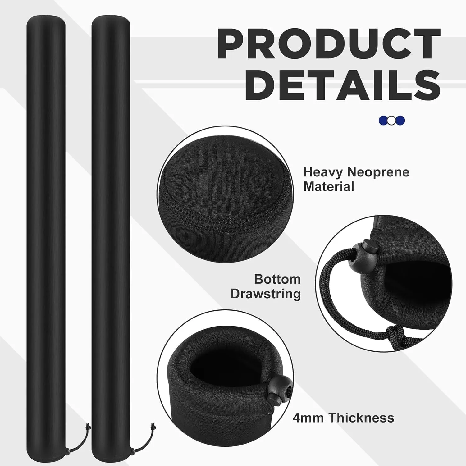 DECOHS 36 Inch Boat Trailer Guide Pole Cover- Neoprene Boat Trailer Guide Protective Cover- Heavy Duty Marine Trailer Guide Poles Cover for Jet Ski Boat Sailboat Trailer (Set of Two)