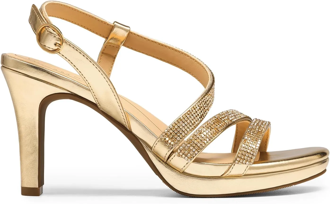 DREAM PAIRS Women's Platform Strappy Heels High Heeled Sandals Open Toe Comfortable Dressy Shoes with Adjustable Ankle Strap