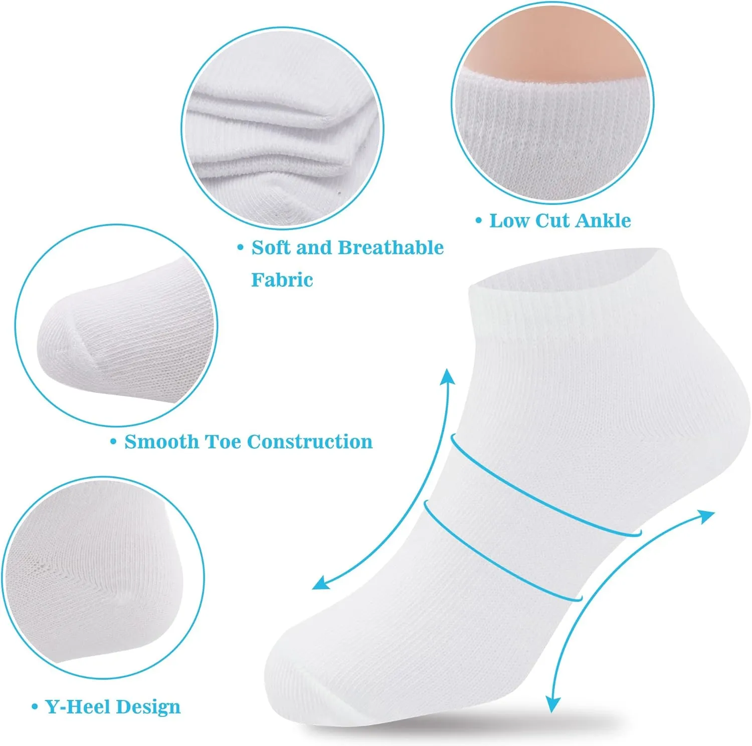 Duufin 12 Pairs Toddler Athletic Ankle Socks Kids Athletic Socks Low Cut Socks Half Cushion Toddler Socks