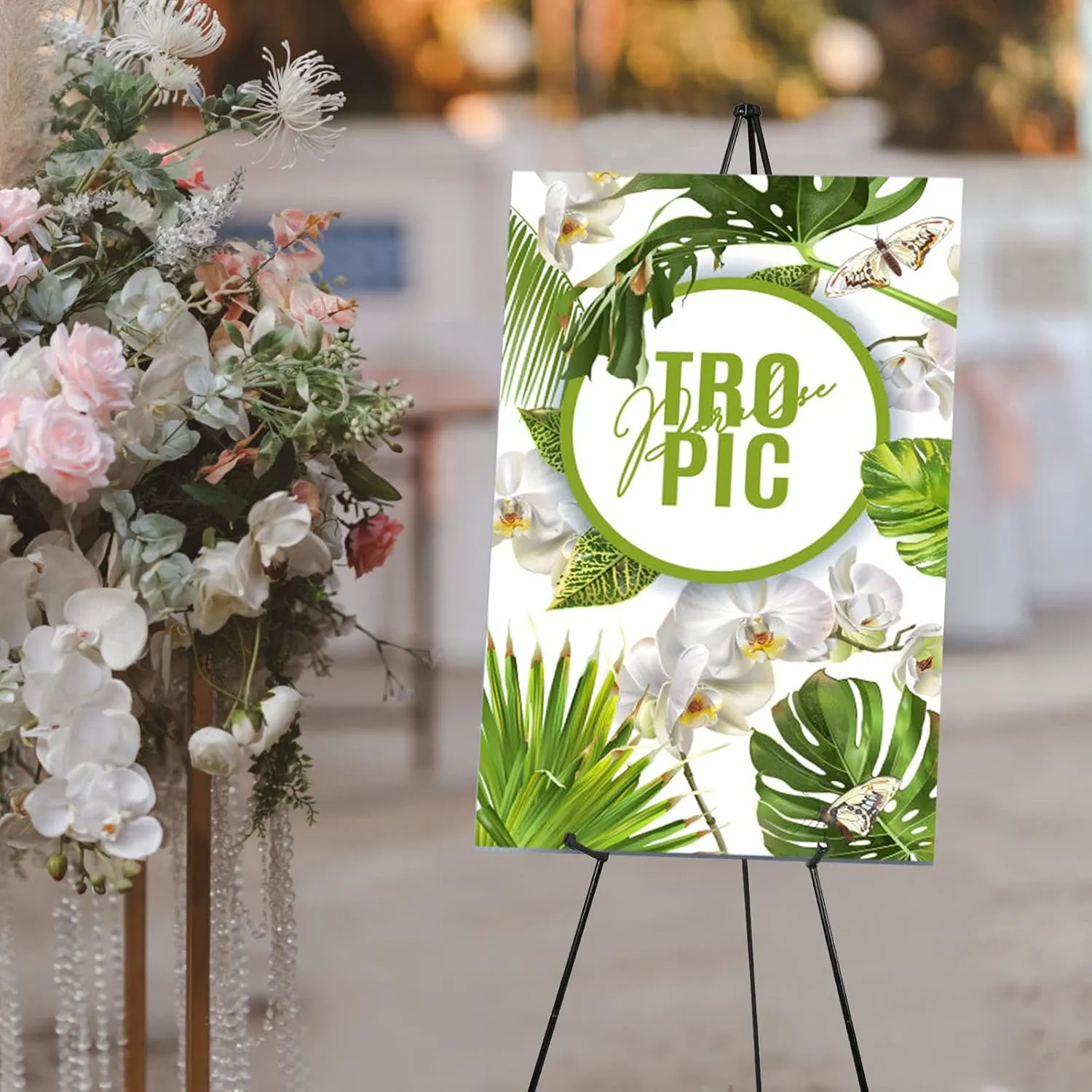 Easel Stand 65 Inches 3 Pcs, Lightweight Adjustable Art Easel for Display, Painting, Wedding Sign, Poster, Black Metal Easel with Portable Bags
