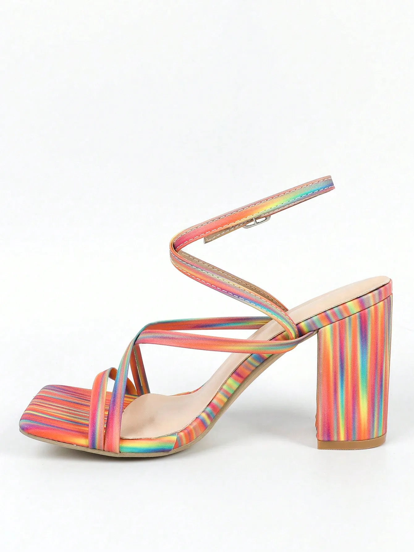 Elegant Champagne High Heel Sandals: Ankle Strap Design for Effortless Style