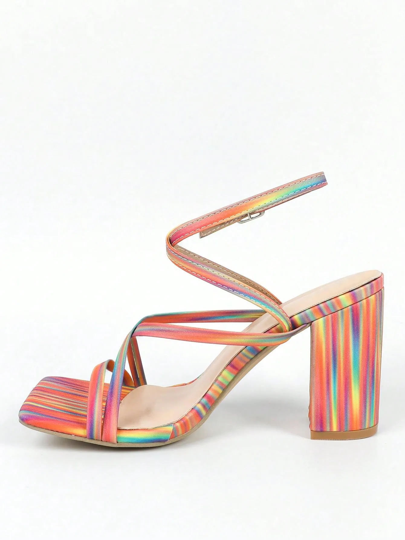 Elegant Champagne High Heel Sandals: Ankle Strap Design for Effortless Style