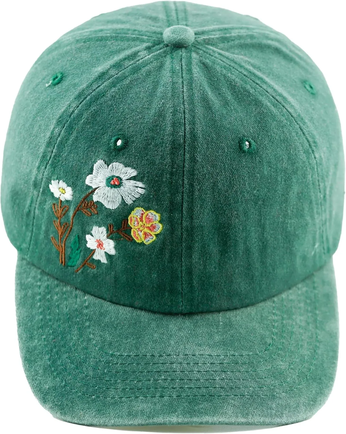 Embroidery Golden Blooms Washed Plain Baseball Cap,Retro Adjustable Dad Hats Gift for Men/Women,Unstructured