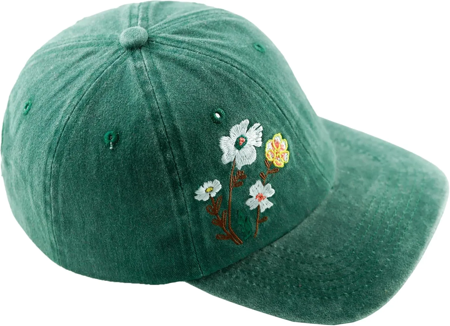 Embroidery Golden Blooms Washed Plain Baseball Cap,Retro Adjustable Dad Hats Gift for Men/Women,Unstructured