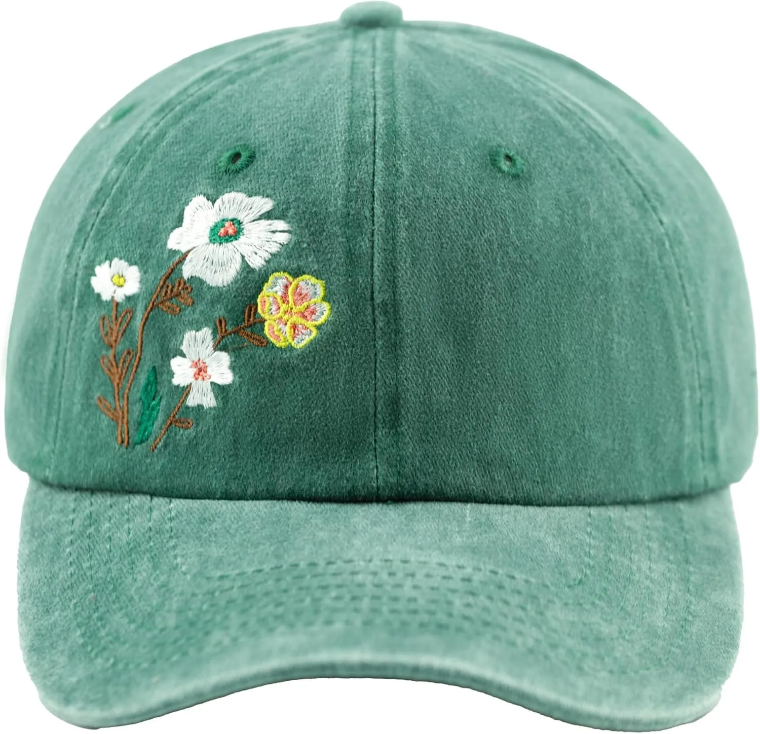 Embroidery Golden Blooms Washed Plain Baseball Cap,Retro Adjustable Dad Hats Gift for Men/Women,Unstructured