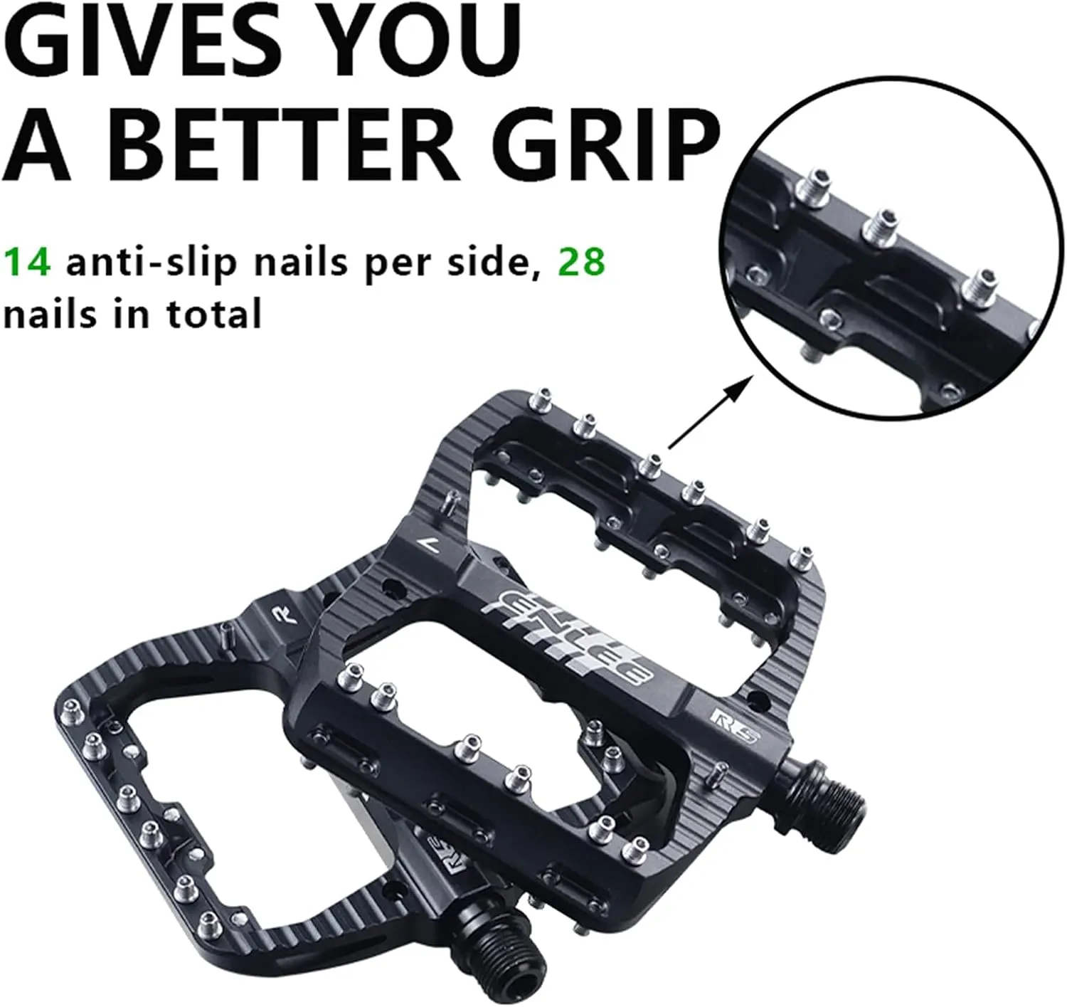 ENLEE 9/16 Aluminum Alloy Bicycle Pedal, Anti-Slip Ultralight MTB Mountain Bike Pedal Sealed 2 Bearings Pedals Bicycle Accessories Parts