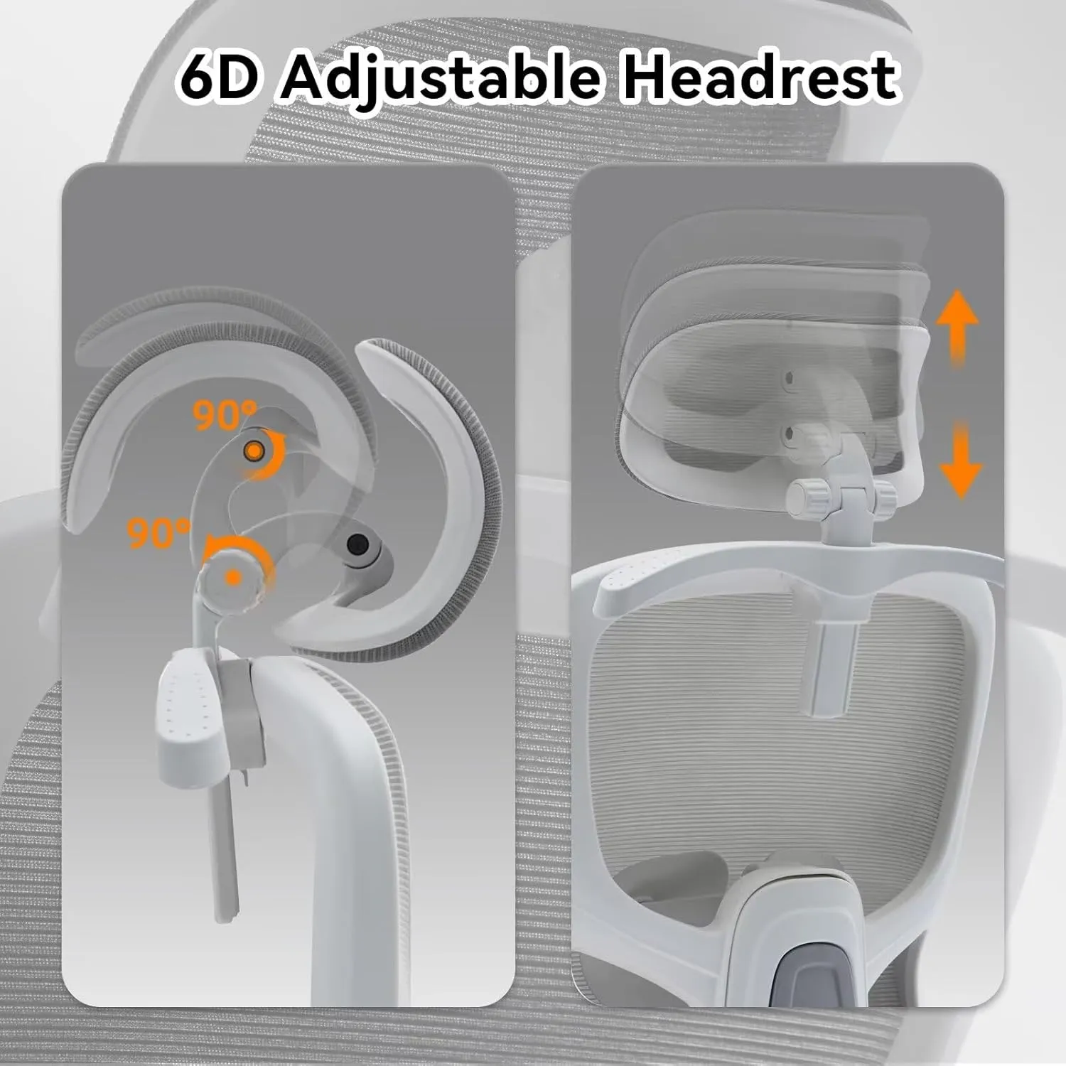 Ergonomic Office Chair Big Tall Reclining Gaming Chair Adjustable Lumbar Support 2D Armrest 6D Headrest Breathable Mesh Swivel Computer Chairs Home Task Desk Chair Coat Hanger Tilt Lock (Grey)