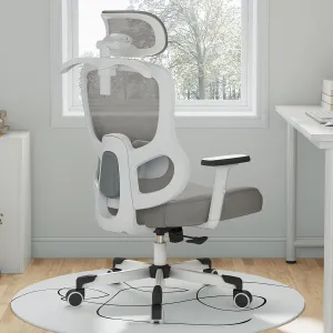 Ergonomic Office Chair Big Tall Reclining Gaming Chair Adjustable Lumbar Support 2D Armrest 6D Headrest Breathable Mesh Swivel Computer Chairs Home Task Desk Chair Coat Hanger Tilt Lock (Grey)