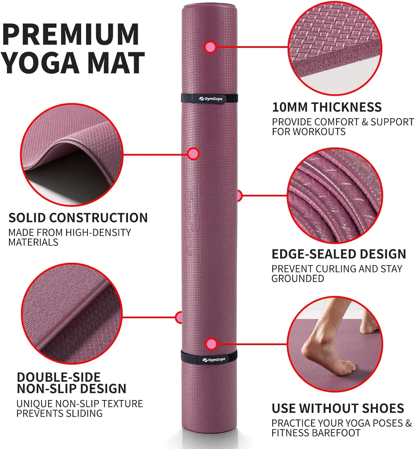 Extra Large Exercise Mat, 10'x6'/9'x6'/8'x6'/7'x5'/6'x4' (8mm/10mm) Thick Workout Mat for Home Gym Flooring, Garage, Shoe-Friendly, High-Density, MMA, HIIT, Weight Lifting, Cardio&Strength