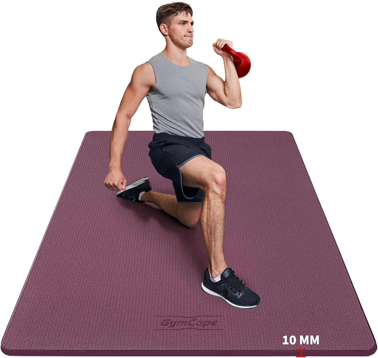 Extra Large Exercise Mat, 10'x6'/9'x6'/8'x6'/7'x5'/6'x4' (8mm/10mm) Thick Workout Mat for Home Gym Flooring, Garage, Shoe-Friendly, High-Density, MMA, HIIT, Weight Lifting, Cardio&Strength