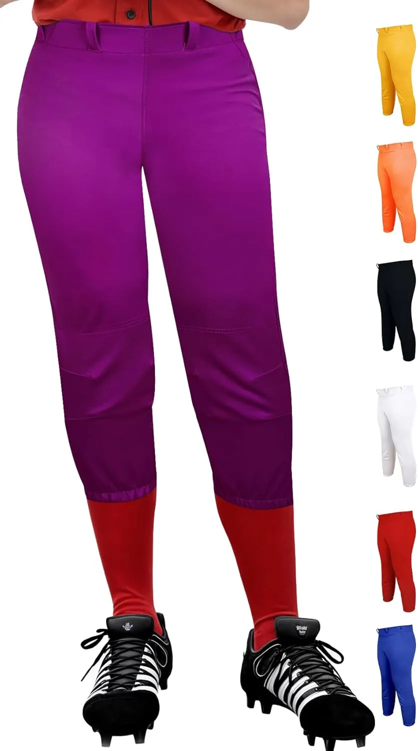 Exxact Sports Girls Softball Pants Knicker/Yoga Style Knee Length, 4-Way Stretch Low Rise Youth Softball Pants for Girls