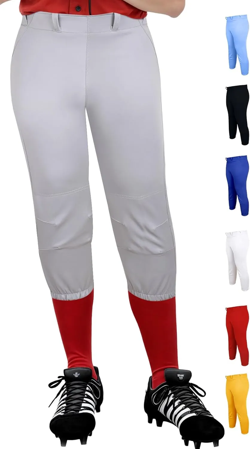Exxact Sports Girls Softball Pants Knicker/Yoga Style Knee Length, 4-Way Stretch Low Rise Youth Softball Pants for Girls