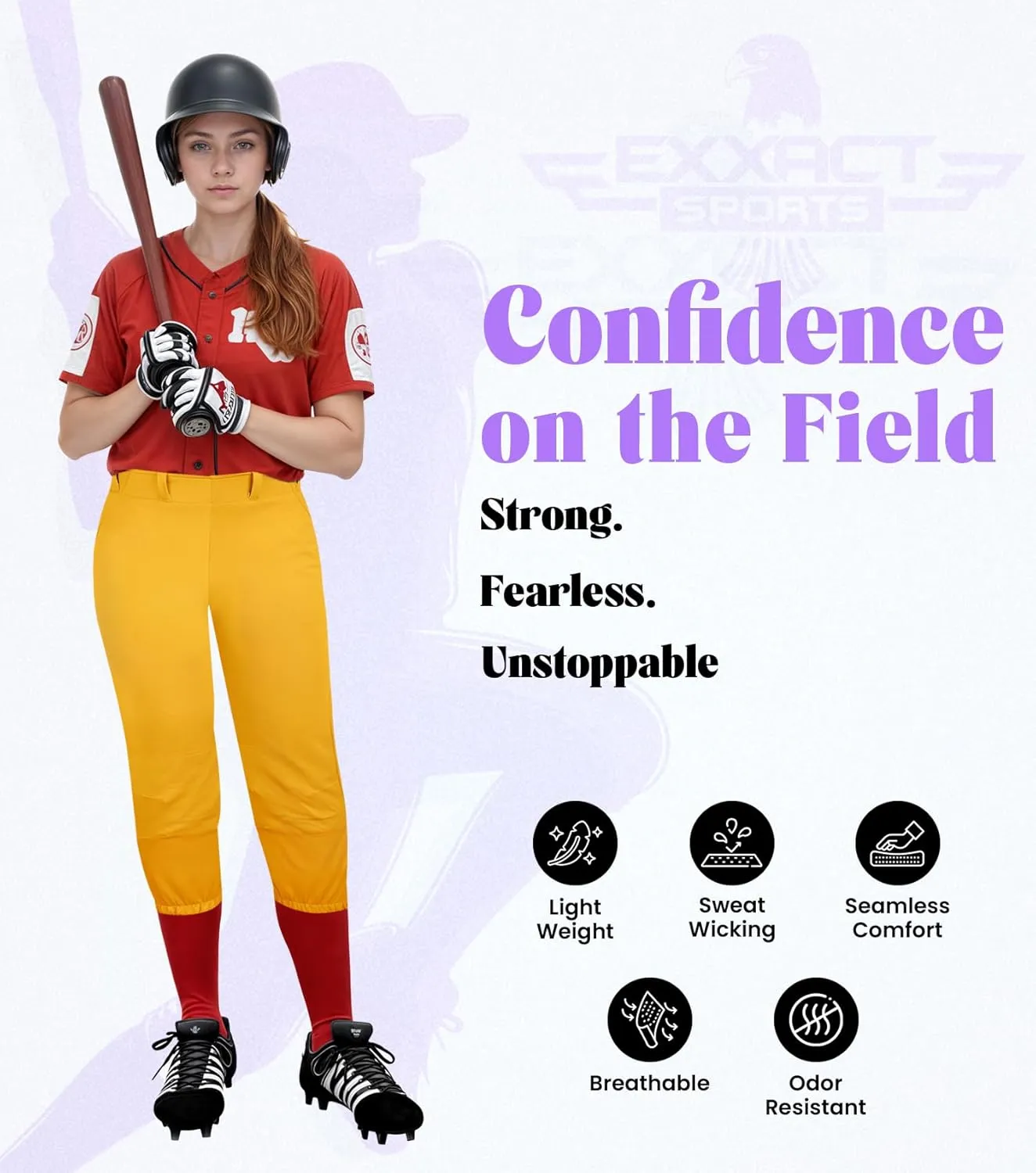 Exxact Sports Girls Softball Pants Knicker/Yoga Style Knee Length, 4-Way Stretch Low Rise Youth Softball Pants for Girls