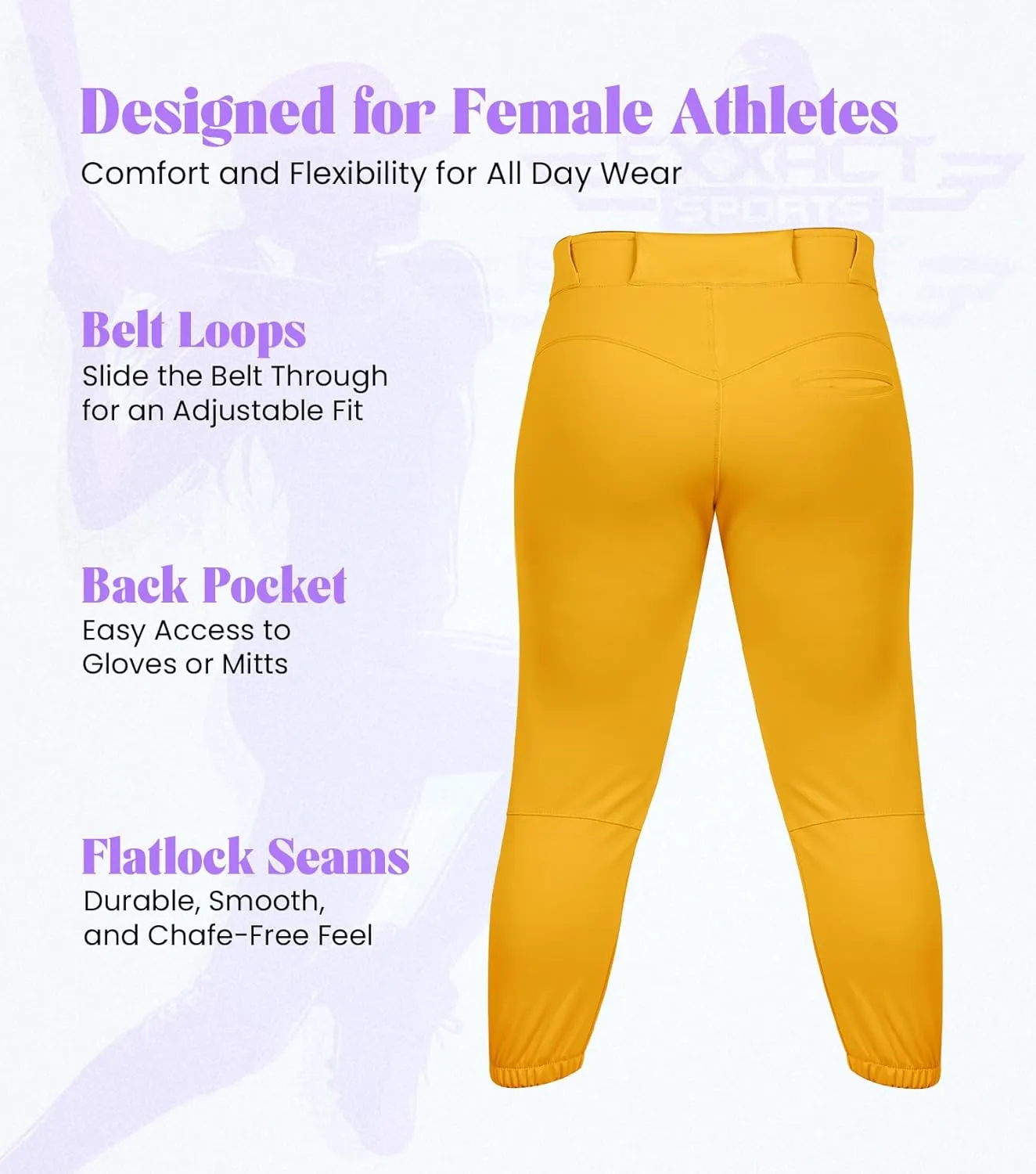 Exxact Sports Girls Softball Pants Knicker/Yoga Style Knee Length, 4-Way Stretch Low Rise Youth Softball Pants for Girls