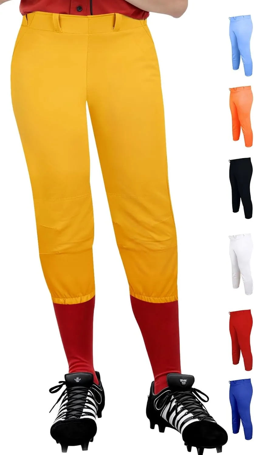 Exxact Sports Girls Softball Pants Knicker/Yoga Style Knee Length, 4-Way Stretch Low Rise Youth Softball Pants for Girls