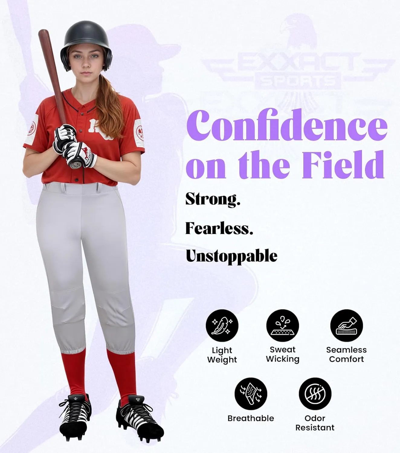 Exxact Sports Girls Softball Pants Knicker/Yoga Style Knee Length, 4-Way Stretch Low Rise Youth Softball Pants for Girls
