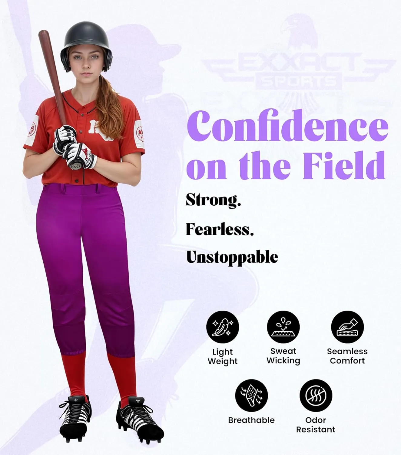 Exxact Sports Womens Softball Pants Knicker/Yoga Style Knee Length, 4-Way Stretch Low Rise Softball Pants for Women