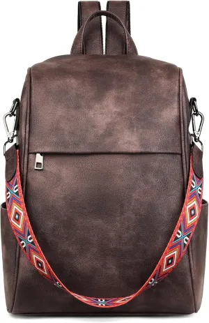 FADEON Leather Backpack Purse for Women Designer Travel Backpack Purses PU Fashion Ladies Shoulder Bag with Tassel
