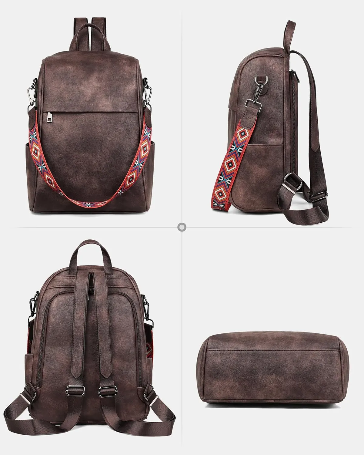 FADEON Leather Backpack Purse for Women Designer Travel Backpack Purses PU Fashion Ladies Shoulder Bag with Tassel